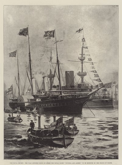 The Naval Review, the Flag Officers going on Board the Royal Yacht Victoria and Albert to be received by the Prince of Wales by Charles John de Lacy